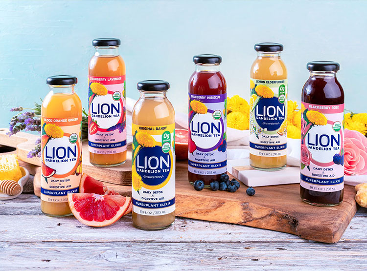 鮮艷的本色和植物插畫！Lion tea蒲公英茶包裝設(shè)計